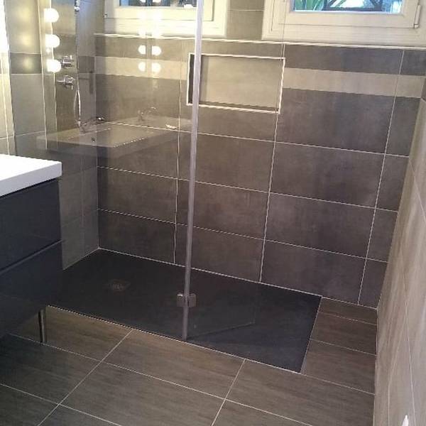 Douche italienne carreaux gris